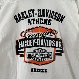 Harley Davidson T Shirt Mens 3XL Greece Athens Logo Short Sleeve White Tee